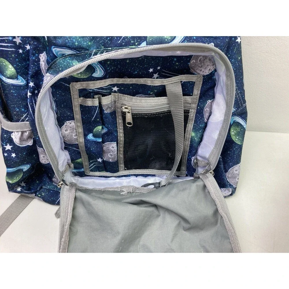 Vintage LL Bean Kids All Over Print Outer Space Planet Backpack Bag & Lunchbox